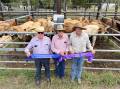Nebo vendors Ian Michelmore, PJ Michelmore and Ben Michelmore won first place for feeder steers and grand champion for a pen of feeder steers at the Nebo Weaner and Feature sale on March 22. Picture: Contributed