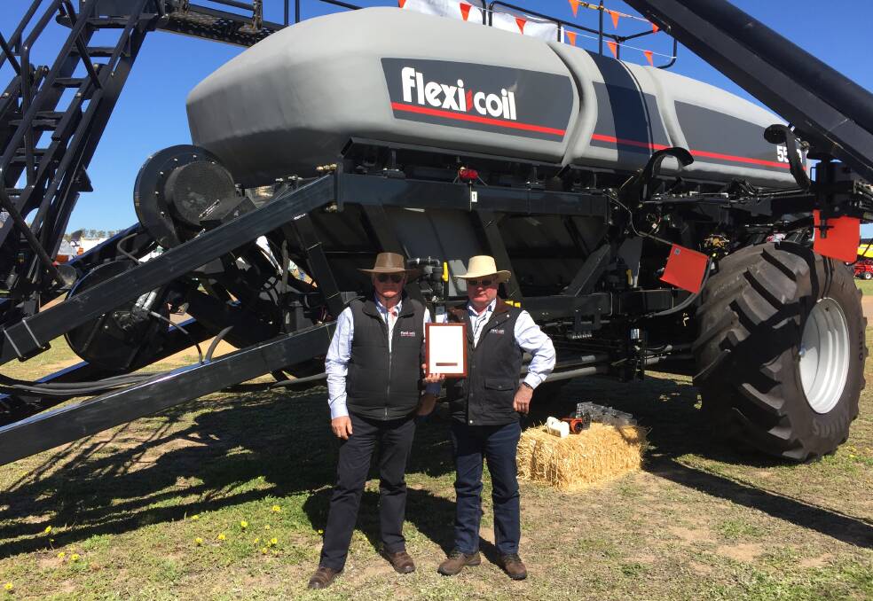 Flexi-Coil's Steve Mulder (on right) with South Australian territory manager, Gilbert Gay, at the Dowerin Field Days.