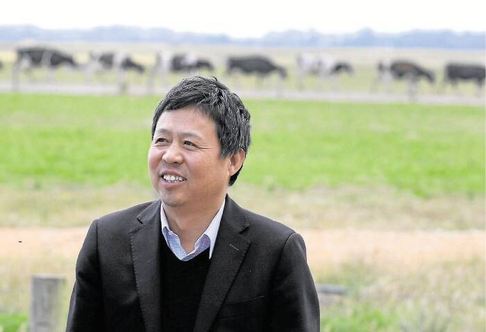 Moon Lake Investment's owner Lu Xianfeng at one of his Van Diemen's Land Company farms in Tasmania.