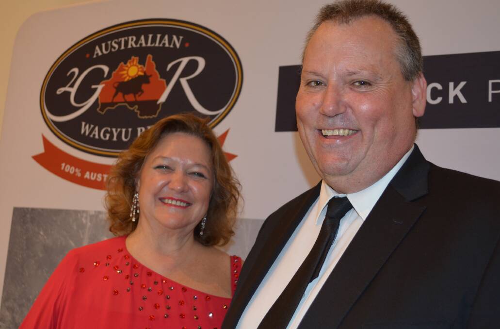Hancock Prospecting executive chairman, Gina Rinehart with Hancock Agriculture chief executive officer, David Larkin at the Sydney brand launch of the company's 2GR Wagyu brand.