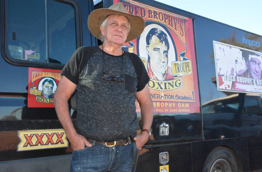 Fred Brophy with his boxing tent van. Photo: Chris Burns. 