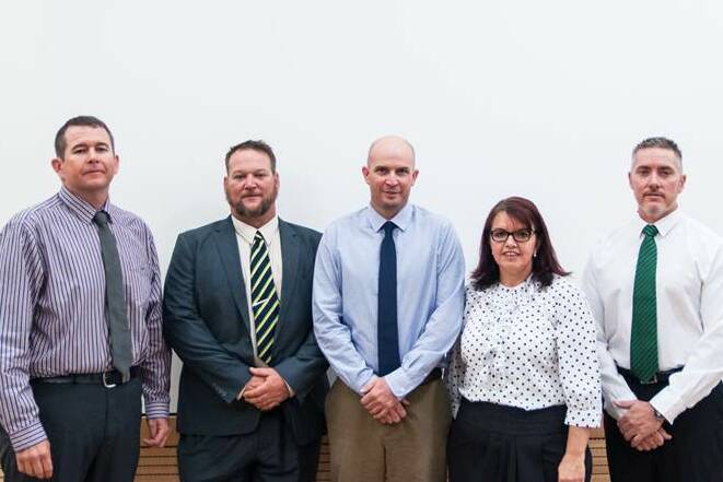 ELECTED REPRESENTATIVES: The Cloncurry Shire Council is made up of deputy mayor Dane Swalling, Cr Damien McGee, mayor Greg Campbell, Cr Vicky Campbell, and Cr Brad Rix. Photo: Cloncurry Shire Council. 