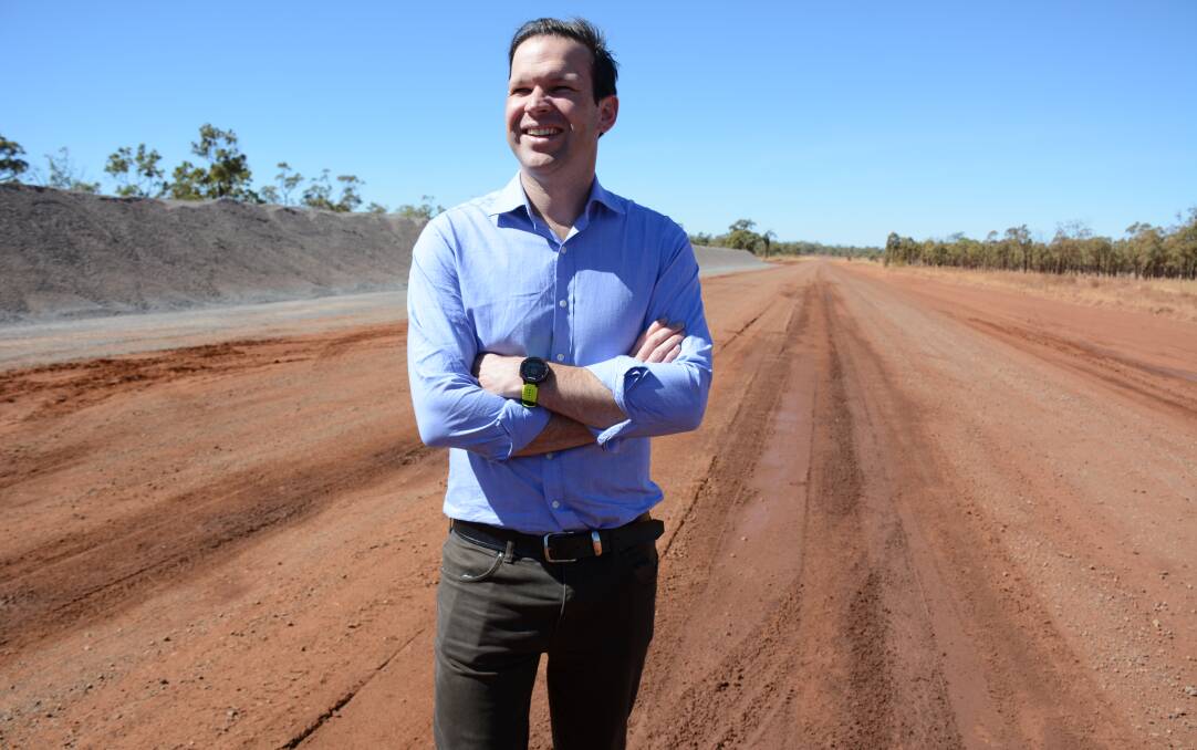 Minister for Northern Australia, Senator Matthew Canavan, inspects the section of the Hann Highway about to be sealed. Photo: Chris Burns. 
