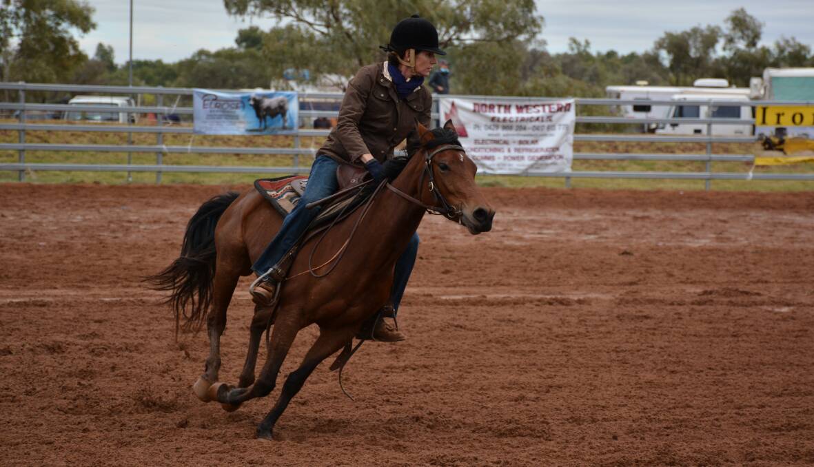 FAST PACED: A competitor in the Cloncurry Stockman's Challenge in the equestrian centre. Photo: Chris Burns. 