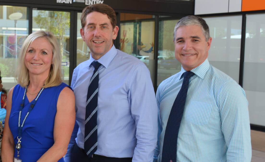 PRAISED: North West Hospital and Health Service chief executive Lisa Davies Jones, Health Minister Cameron Dick, and Mount Isa State MP Rob Katter. 