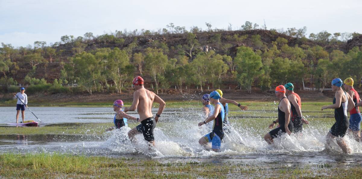 Making a splash: IsaRATS compete in Mount Isa's water supply, Lake Moondarra, at the weekend. Picture: Bronwyn Wheatcroft. 