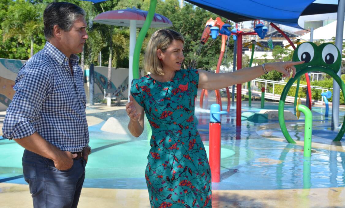 Mount Isa State MP Rob Katter listens to the ideas that Mount Isa mayor Joyce McCulloch may have for the Fun Park Precinct. 