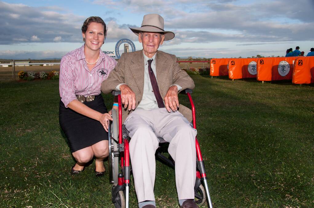 Legacy Lives On: Pat Williams with his grand daughter Clare Cupitt at the Mt Garnet Races last year. Photo Peter Roy Photography.