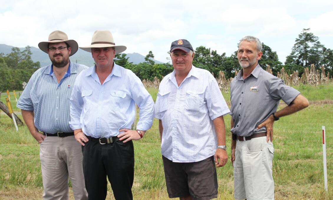 Member for Hinchinbrook Andrew Cripps, Deputy Prime Minister Barnaby Joyce, Bevan Robson and Australian Banana Growers' Council chair Stephen Lowe.