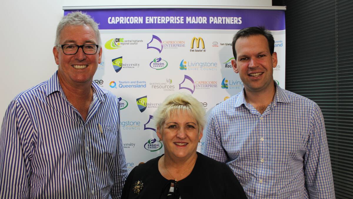 Graham Scott, chairman of Capricorn Enterprise, Michelle Landry, Member for Capricornia, and Senator Matt Canavan, Minister for Northern Australia, at the NAIF industry roundtable in Rockhampton.