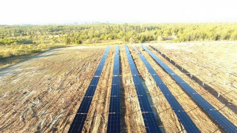 The beginnings of a new solar farm on a former gold mine site at Kidston, northwest of Townsville. Photo supplied.