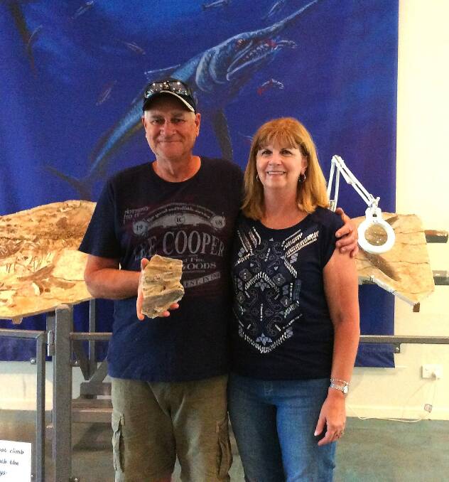 Tony and Gail Amos, one of two holidaying couples who found bones from a rare sword-fish skeleton near Richmond.