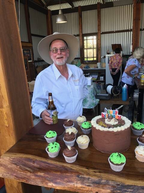 John McGuigan celebrated his 80th birthday after the Cree Santa Gertrudis sale.