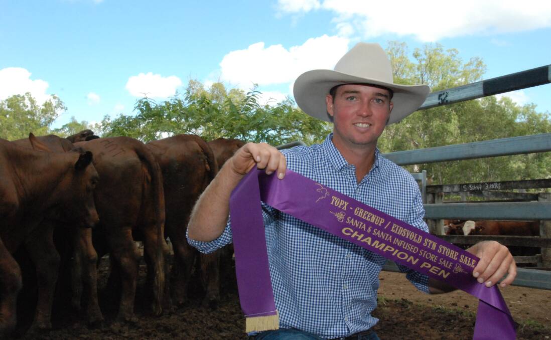 Grand Champion Pen winner at Eidsvold Greenup Santa Infused Show and Store Cattle Sale was Brett Hatton, Old Rawbelle, Monto pen of heiavy feeder weight heifers.