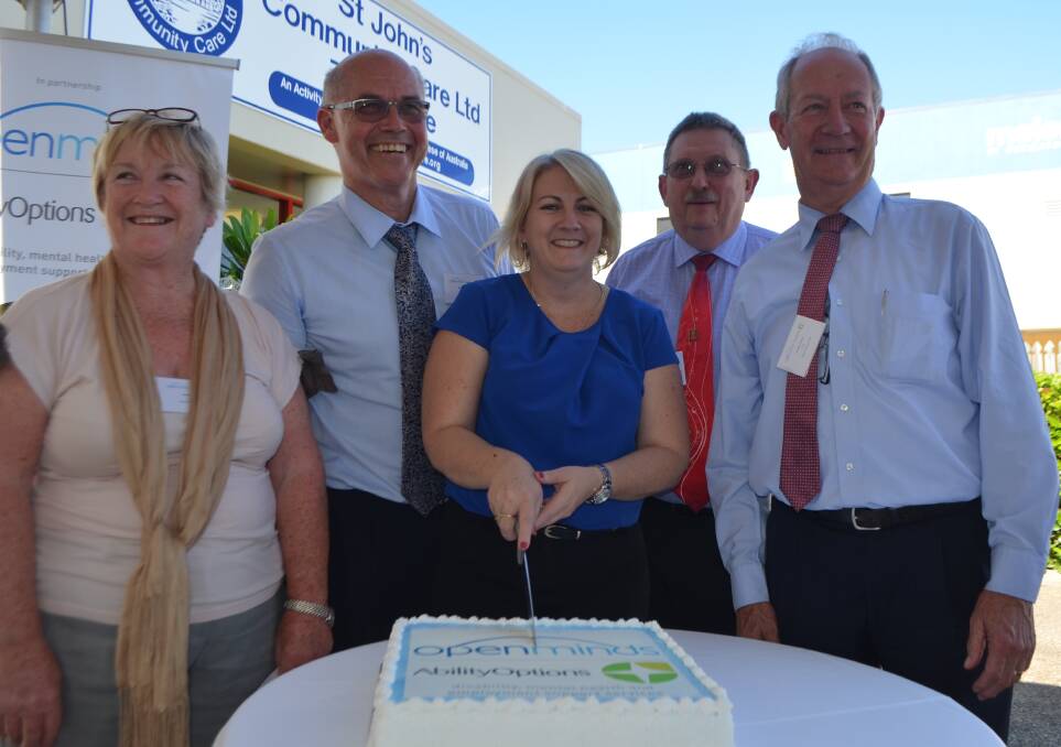CEO of Open Minds Australia, Marie Fox; CEO of Ability Options, Fred Van Steel; Member for Mundingburra Coralee O’Rourke MP, David Bamford and Open Minds Australian chair Mike Gilmour celebrate the launch.