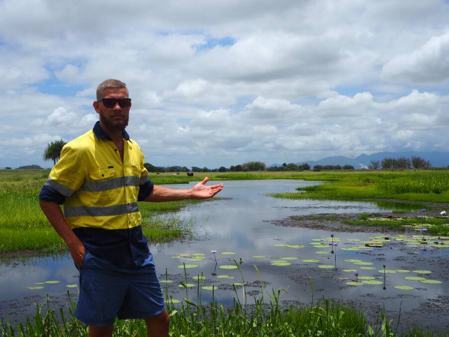 Picture perfect: NRM manager Zorran Cassady at the wetlands on-property at Mungalla Station near Ingham that have been revitalised through a state and national award nominated bio-diversity project.