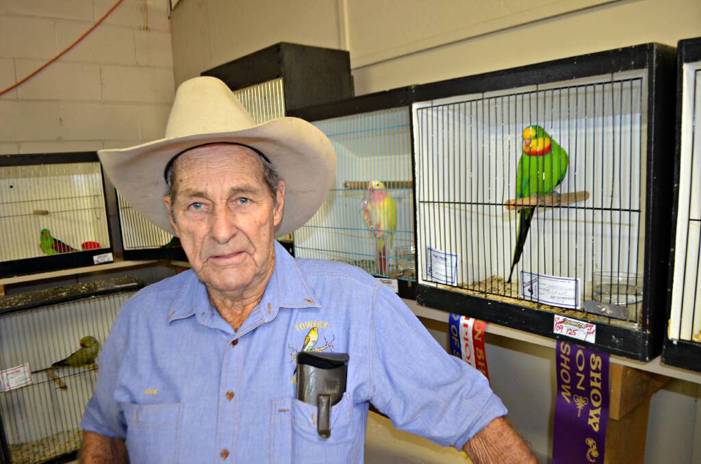 A beautiful bird: Long-time bird breeder Col List from Charters Towers with his parrot that won Overall Champion during the 2016 Burdekin Show.