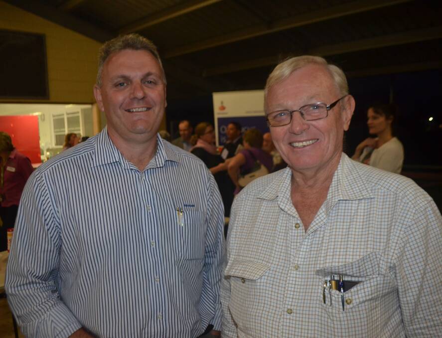Rabobank Townsville Branch Manager, Craig Burkhardt chatting with Andrew Jensen, Jensen's Real Estate & Livestock, Charters Towers.