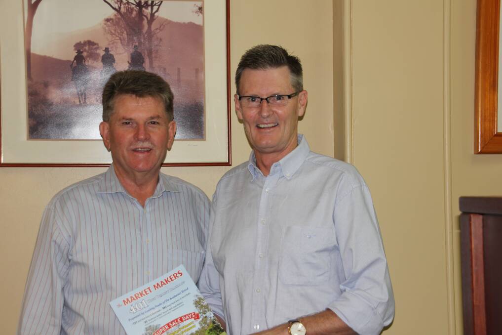 McCaffrey’s Australian Livestock Marketing Principal, Ken McCaffrey of Rockhampton discusses the forthcoming Big Country Brahman Sale at Charters Towers with newly appointed Australian Brahman Breeders’ Association CEO Robert Biddle.