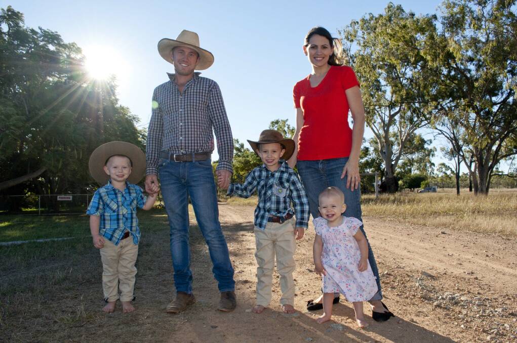 Matt and Sonia Bennetto with their children Louis, Bruno and Elsie  at Virginia Park a cattle station and tourism experience 30km north-east of Charters Towers where Sonia will discuss her beef business learning experience with guests on the NQ Dry Tropics’ Women in Grazing Bus Tour.