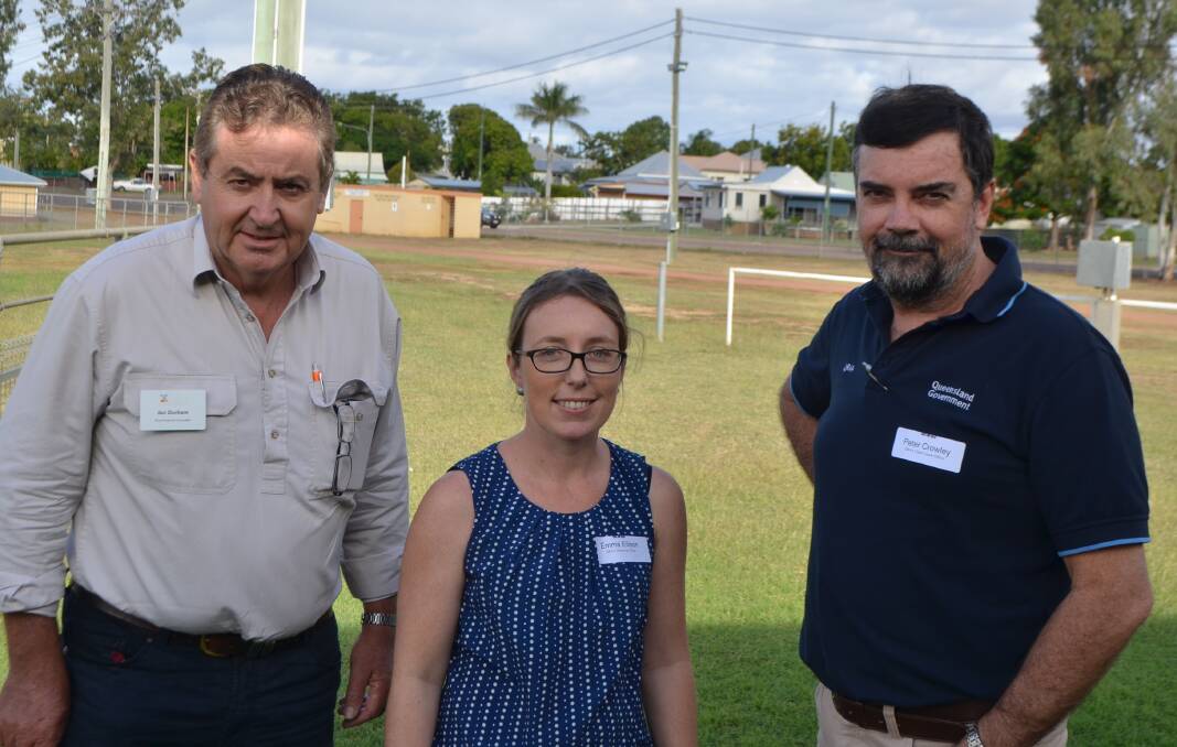 RFCSNQ Rural Financial Counsellor, Ian Durham with Emma Ellison, QRAA Marketing Officer and QRAA Client Liaison Officer Peter Crowley.