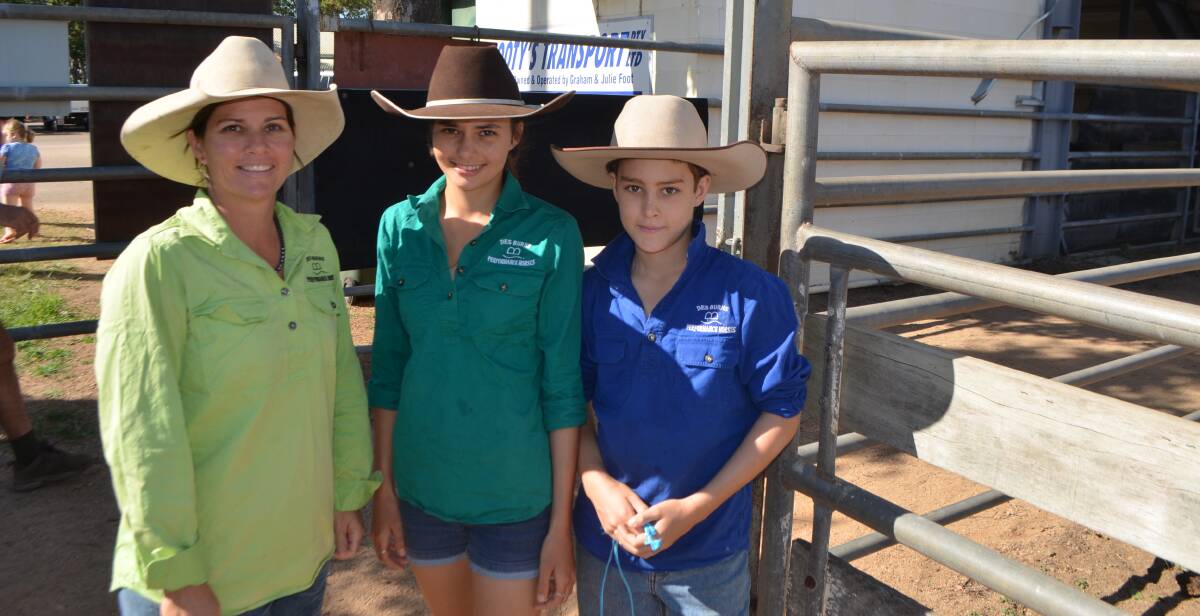 Kim Burns, Des Burns Performance Horses, Mareeba, stopped in to take a look at the sale action with her kids Lacey and Chase, before back to the Charters Towers in preparation for the Horse of the North campdraft being held at the Dalrymple Equestrian Centre on May 26-28.