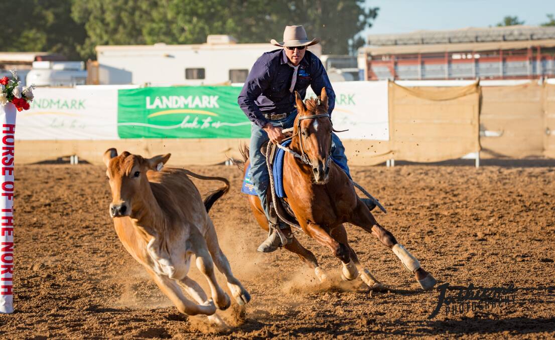 Northern pride: Popular Charters Towers horse trainer Matt Stanger putting 2016 Horse of the North winner Westlake A Million Acres through his paces.