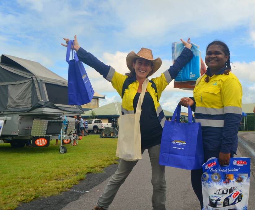 Having a ball: Green Army recruits Tam Stone and Joise Muriata from Tully having bags full of fun at the 2016 Innisfail Agricultural Field Day heldon Thursday, April 14.