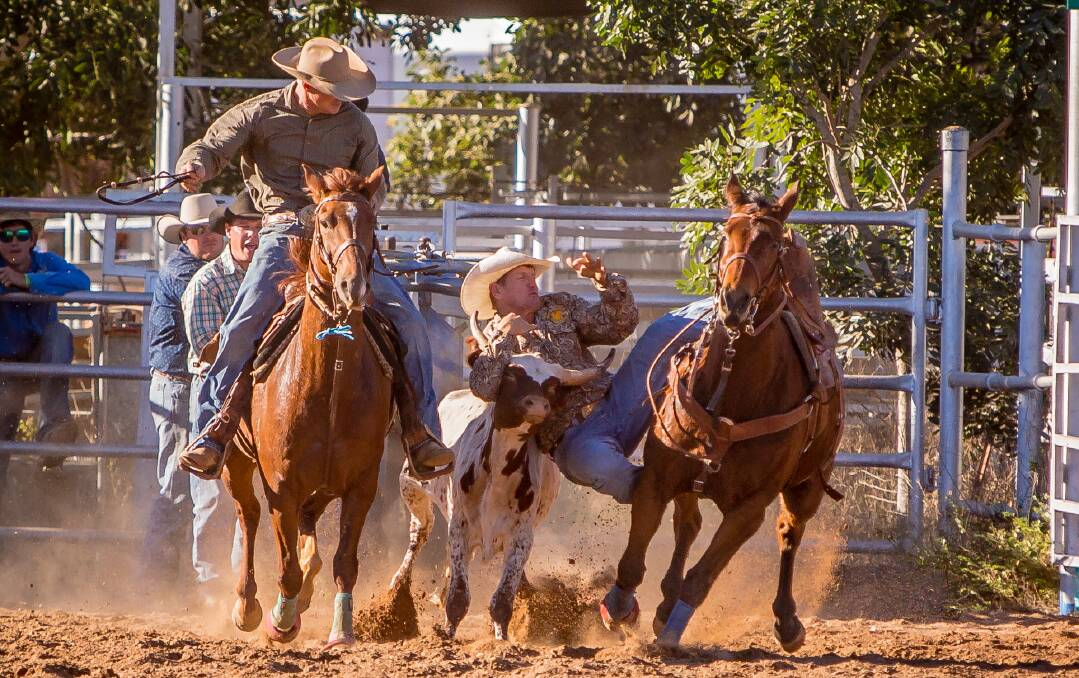 Top form: David Mawhinney, Gympie, made the long trip worthwhile, taking out the Open Bull Ride, Steer Wrestling and All Round Champion Cowboy buckles.  
