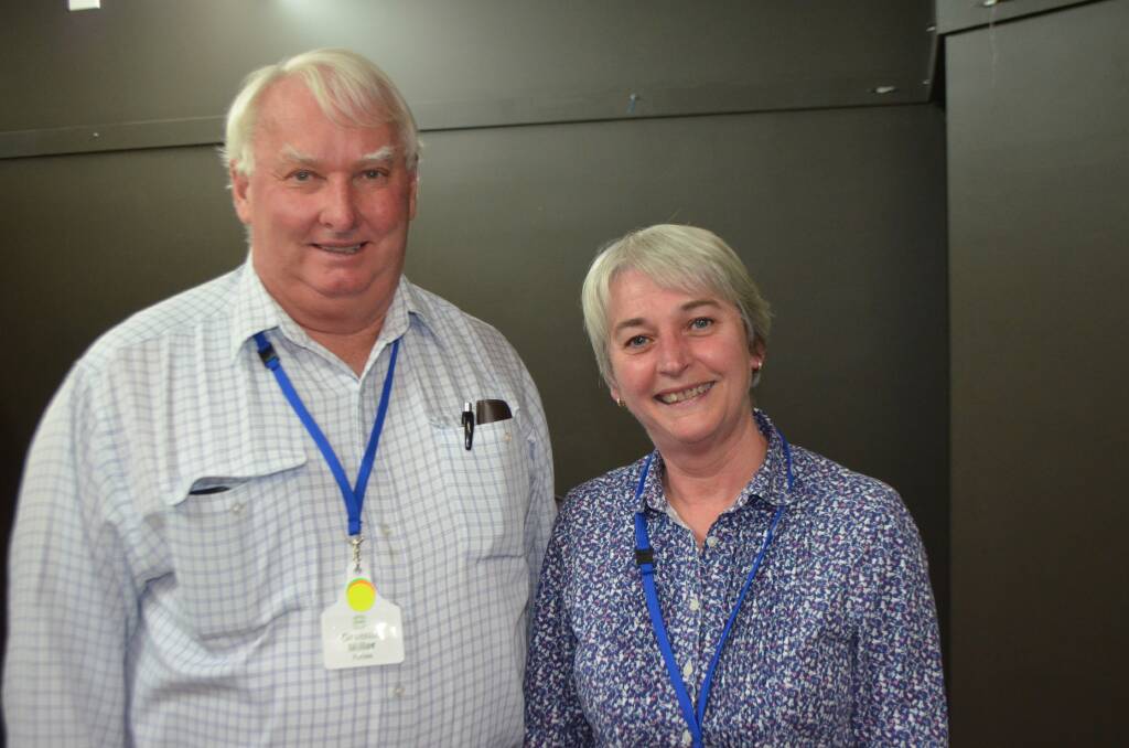 Cr Graeme Miller, Forbes Central West Livestock Exchange with Queensland chief veterinary officer Dr Allison Crook.
