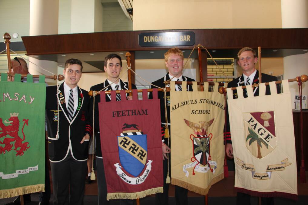All Souls St Gabriels School Grade 12 students Talon Simpson, Charly Burge, Dylan McKenna and Dylan Knuth show their house pride.
