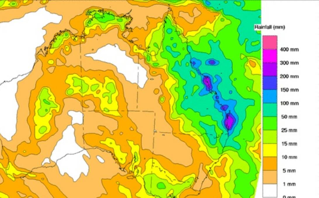 ACTIVITY: A map showing the total forecast rainfall for Australia for eight days from Wednesday October 11. Source: BOM.