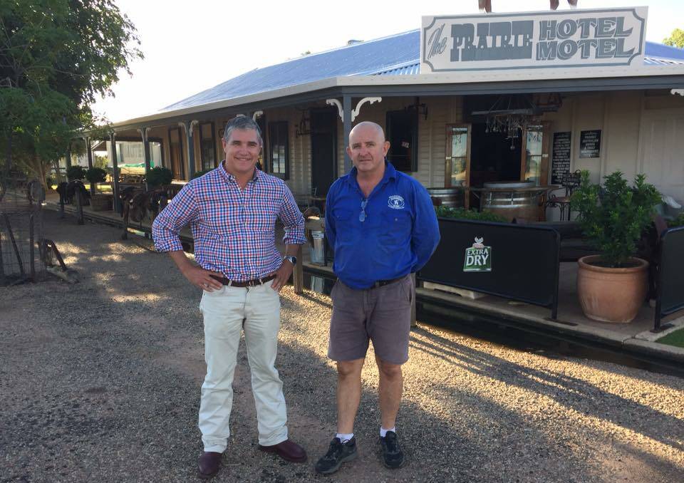 Mount Isa MP Rob Katter and Prairie Hotel publican Tom Duddy.