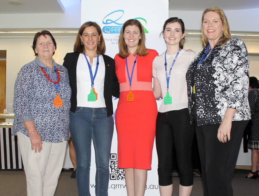 Power play: Banana Shire councillor Maureen Clancy, shadow Ag Minister Deb Frecklington, Minister for Women, Shannon Fentiman, Burnett Youth Parliament representative Madeline Brewer, and QRRRWN president Alison Mobbs.