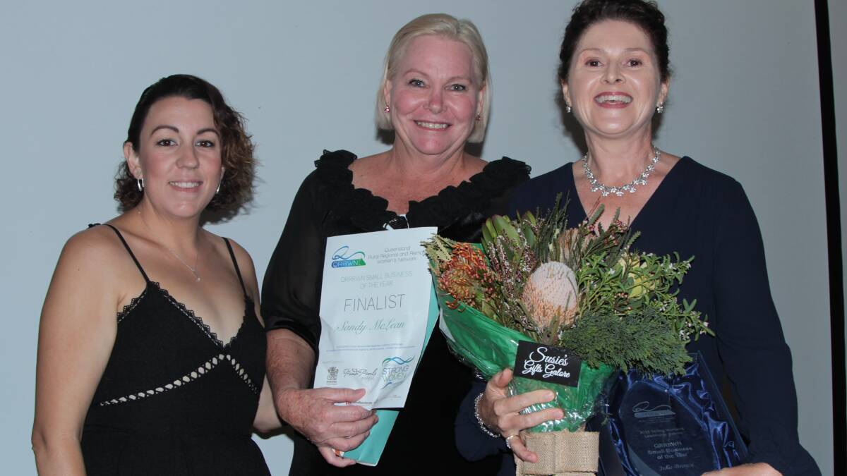 Award sponsor Carmen Roberts, Compass West with Small Business of the Year finalists Sandy McLean, Rockhampton and Julie Brown, Ilfracombe.