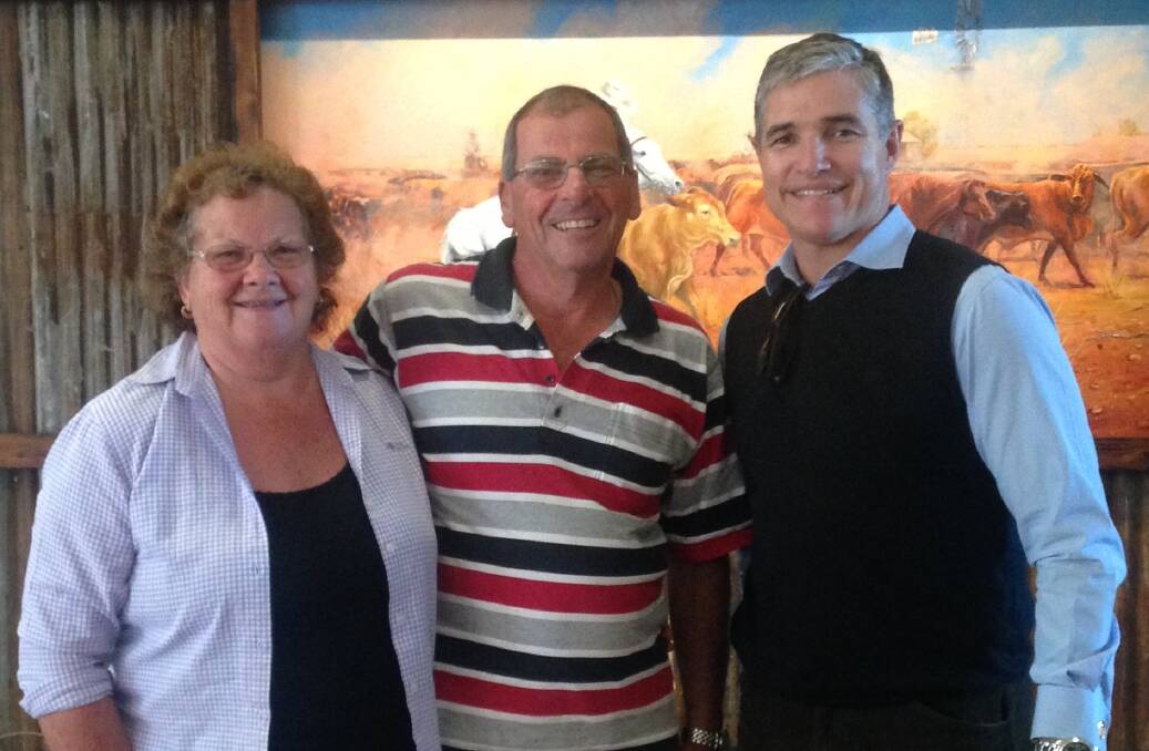 Familar faces: While travelling in Mount Isa, Outback Mates winners Helen and Peter Ward came face-to-face with Member for Mount Isa, Rob Katter. Photo: contributed.