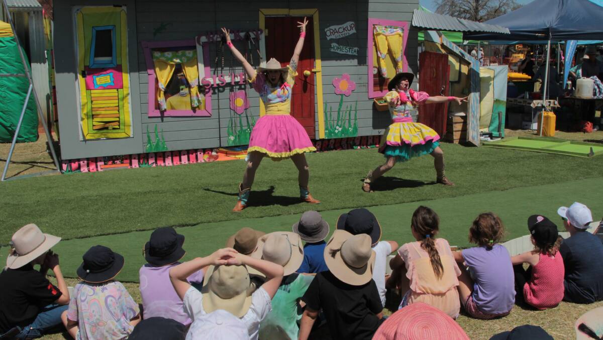 Thigh-slapping: The Crackup Sisters recently performed at the Blackall Heartland Festival, and have established a home base at Winton. Picture: Sally Cripps.