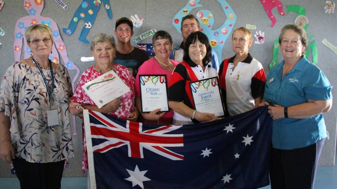 The Flinders Shire Council Australia Day award recipients with mayor Jane McNamara, right.