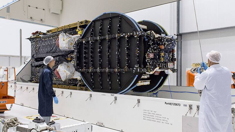 New technology: A two-week-long loss of service by some customers from the Sky Muster I satellite, similar to its sister pictured here being prepared for launch last week, has been described as a teething problem by nbn co. Photo source: nbn.