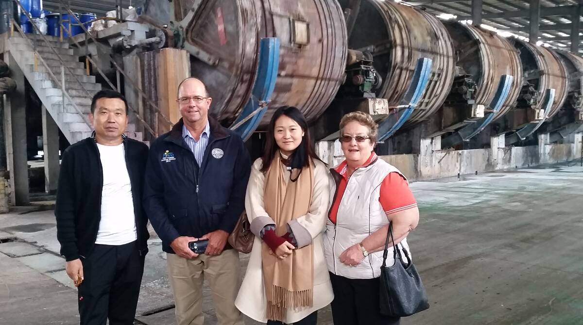 NorthBEEF chairman Rob Atkinson and Flinders shire mayor Jane McNamara were shown a leather facility in Hebei province, which is integral to their plans.