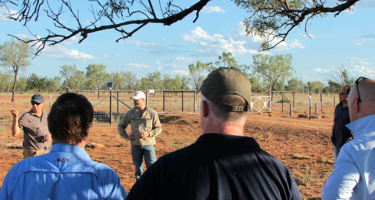 National Wild Dog coordinator Greg Mifsud and Barcaldine grazier Paul Doneley share fencing techniques with National Wild Dog Management Advisory Group members.