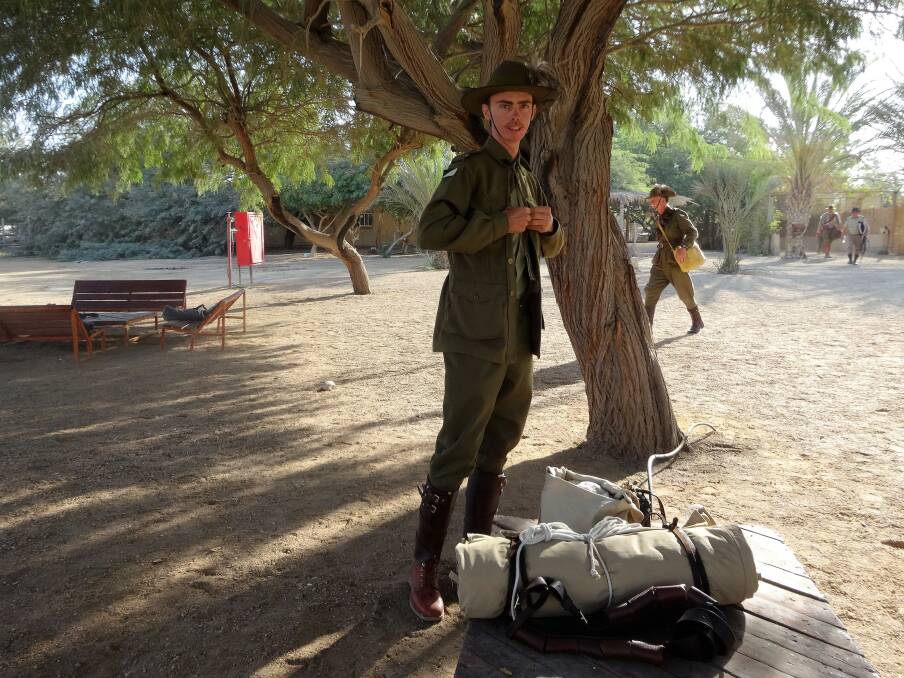Lest we forget: Scott Hensley prepares for another day in the saddle in Israel. Pictures: Sally Cripps.