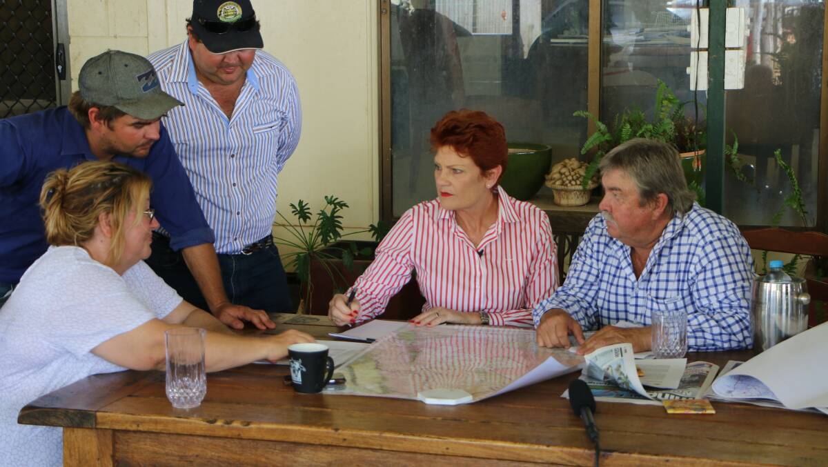 Di and John Brownson, and other landholders, explained their position to Pauline Hanson when she visited prior to Christmas. Photo supplied.