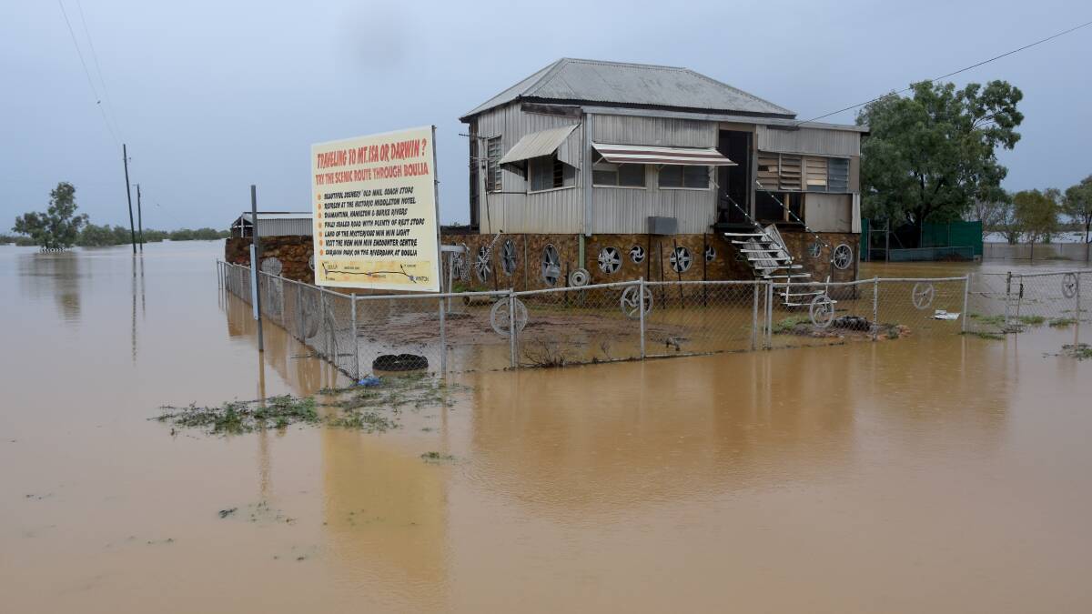 A Winton landmark perched above the floodwater.