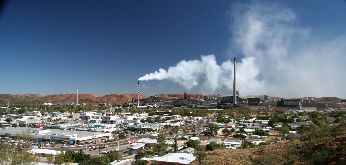 Copper king: The copper smelter stack in the middle of this picture has dominated the Mount Isa skyline for many years.