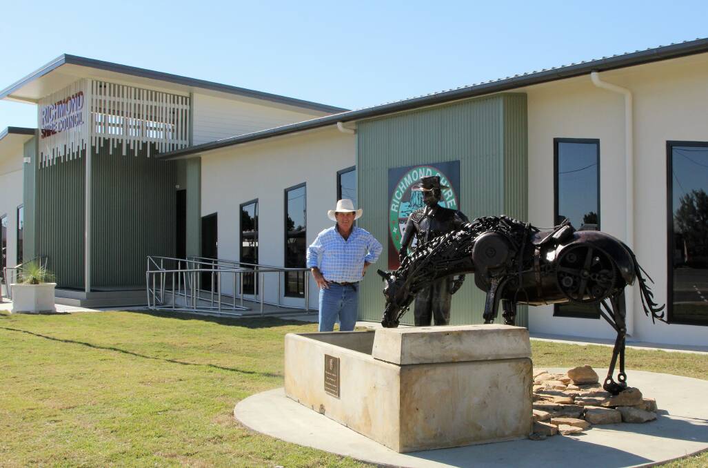 Richmond Shire Council mayor, John Wharton, in front of the council's newly opened administration centre.