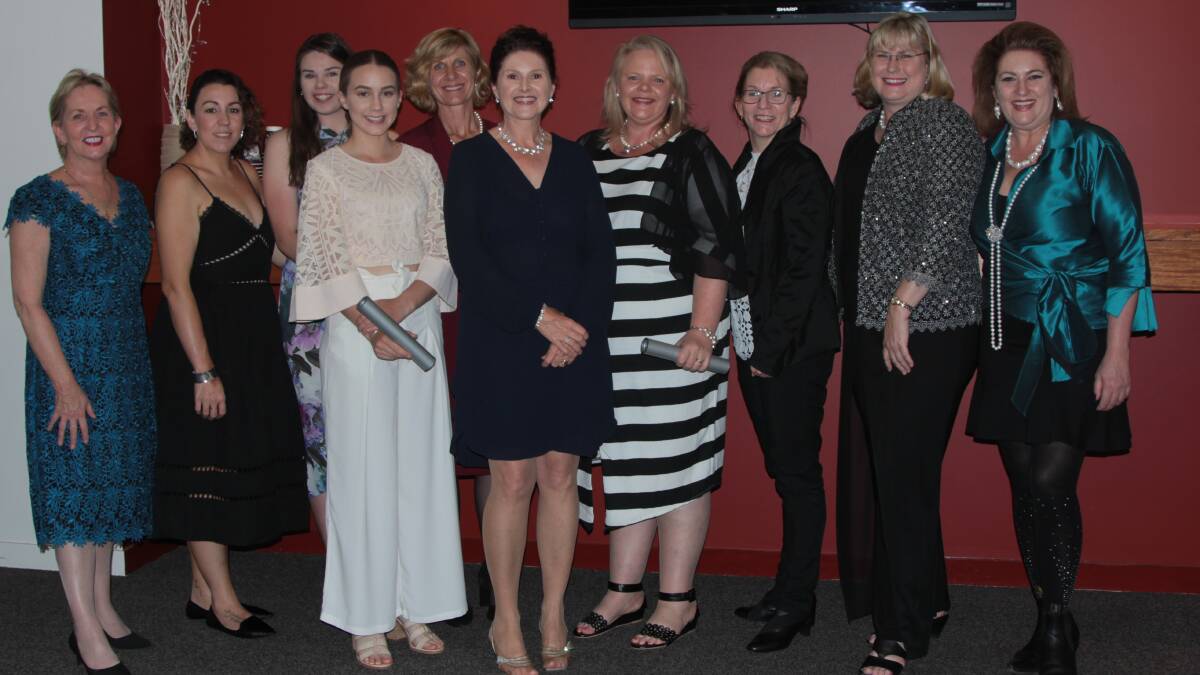 Award winners, including Jessica McNamara and Carmen Sowden of Kingaroy, third and fourth left, with Shadow Communities Minister Ros Bates and the Member for Warrego, Ann Leahy.