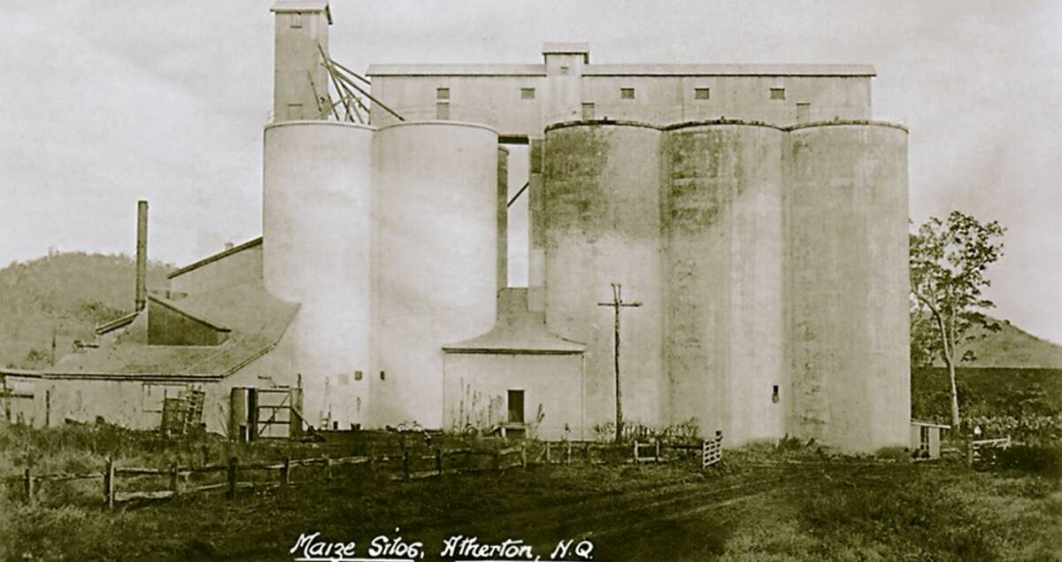 Grain industry: Maize silos, built at Atherton using a slip-form concreting method, opened in 1924. Picture: Tablelands Regional Council.