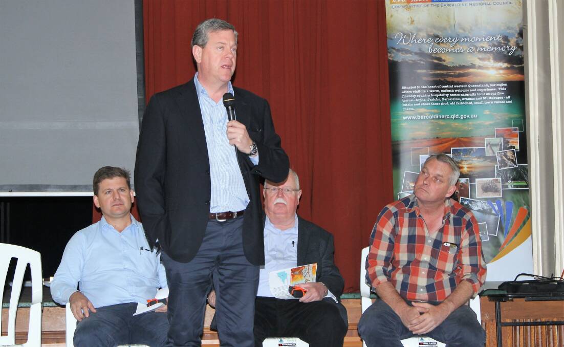 Conservative approach: Opposition leader Tim Nicholls was part of a four-person LNP panel answering questions at the Western Queensland Local Government Association conference in Barcaldine. Picture: Sally Cripps.