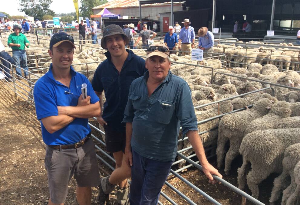 AWN wool broker Russell MacGugan with Rick and Russell Luhrs. 